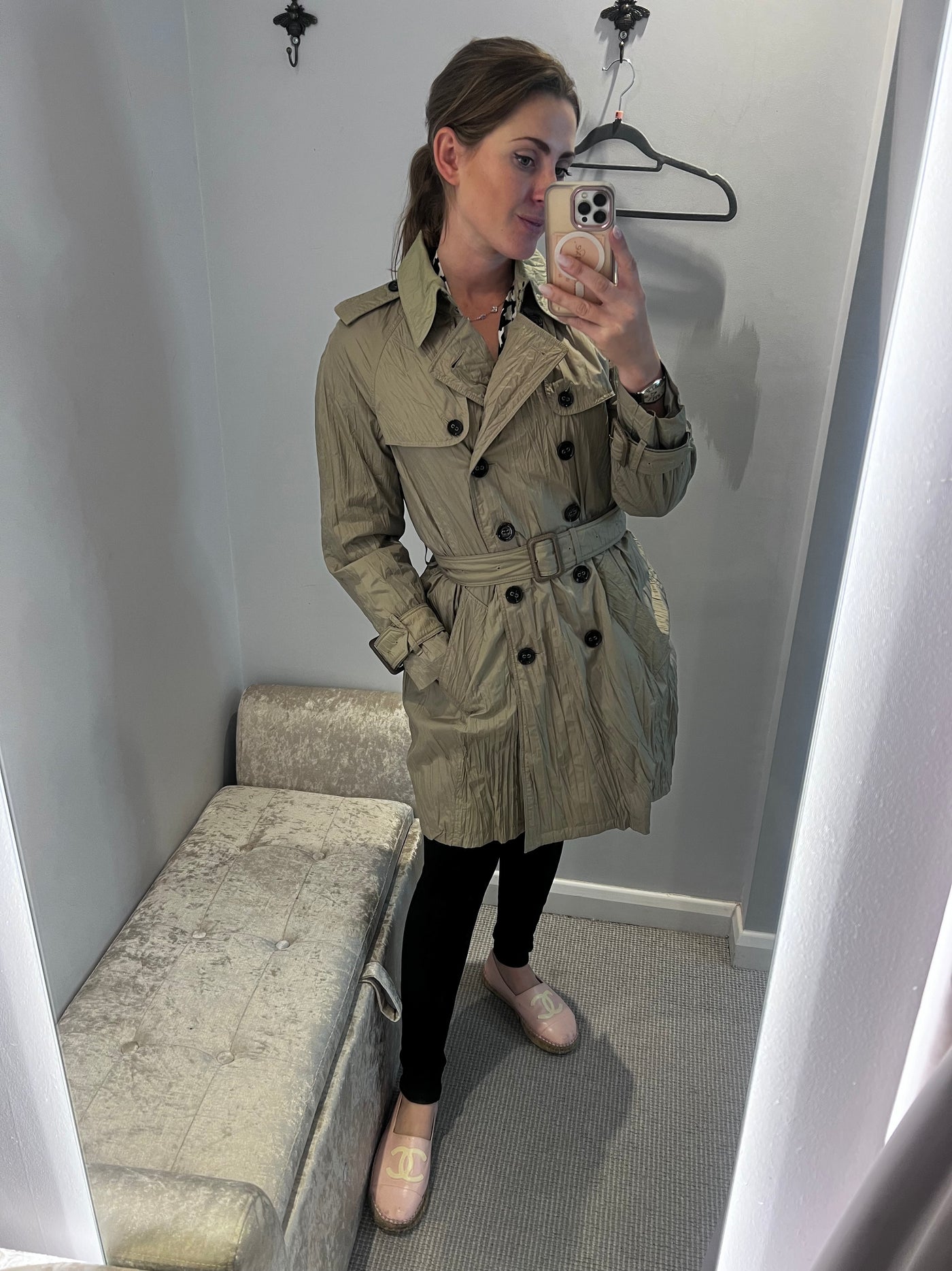 Burberry crinkle trench coat size 12