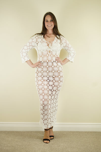 Melissa Odabash white lace maxi sundress size L