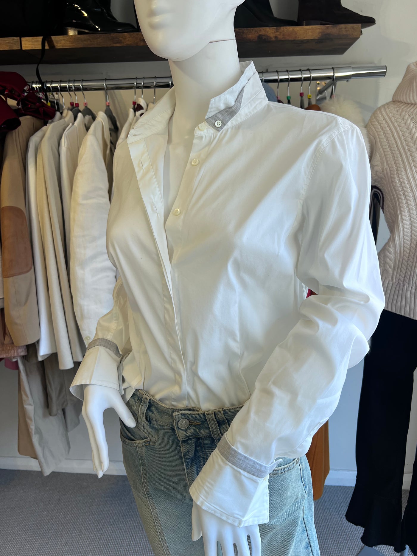Bruno Cucinelli white cotton shirt size Uk 12