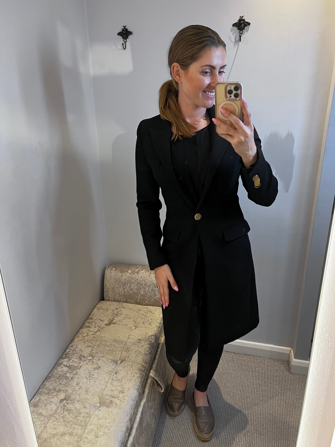 Verscae vintage long black tailored coat size 38