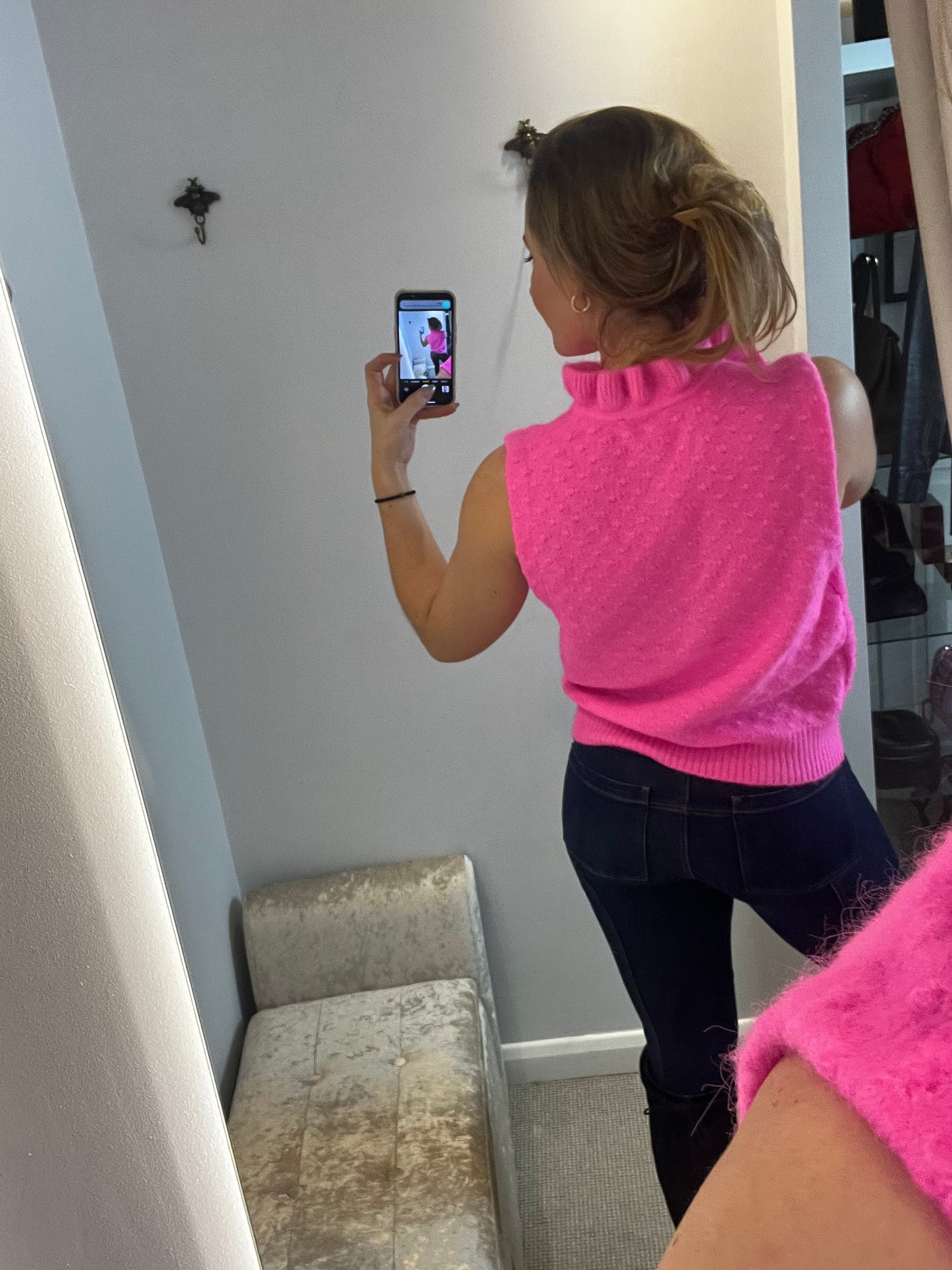 Ganni hot pink wool jumper size M