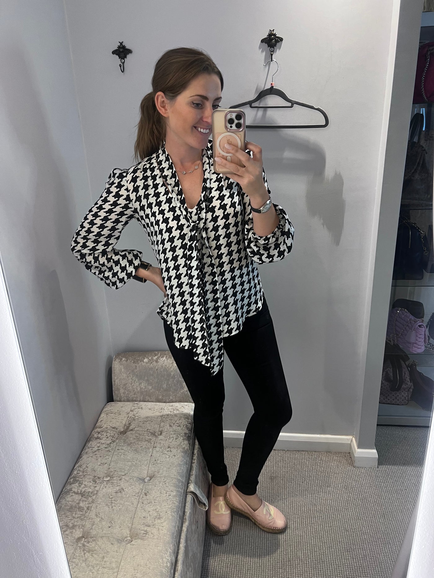 Rixo size S houndstooth print blouse