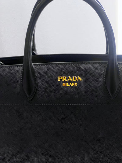 Brand new Prada Black Saffiano Bibliotheque Satchel