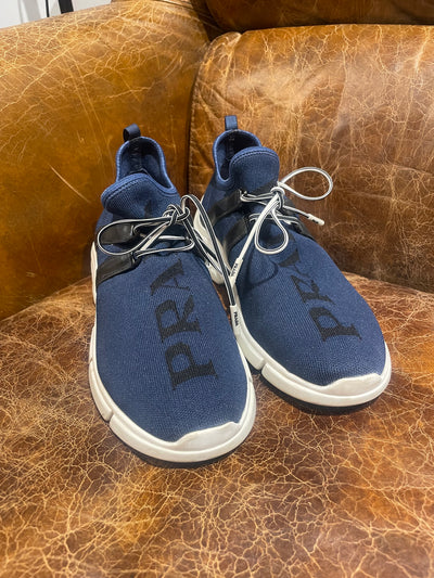 Prada Navy Blue Knit Fabric Low Top trainers Size 38
