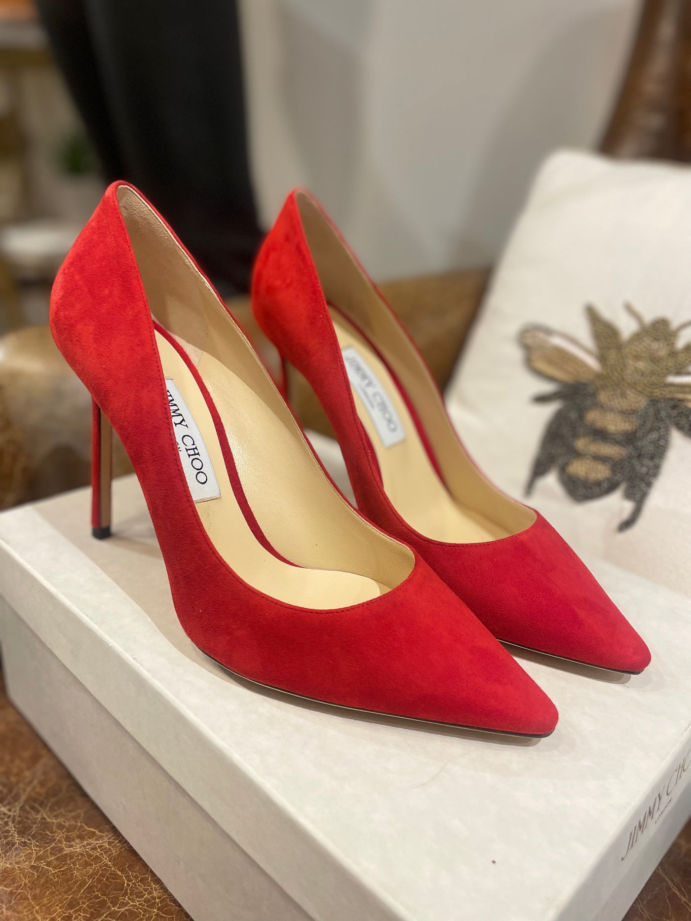 Brand new Jimmy Choo red suede heels 39.5