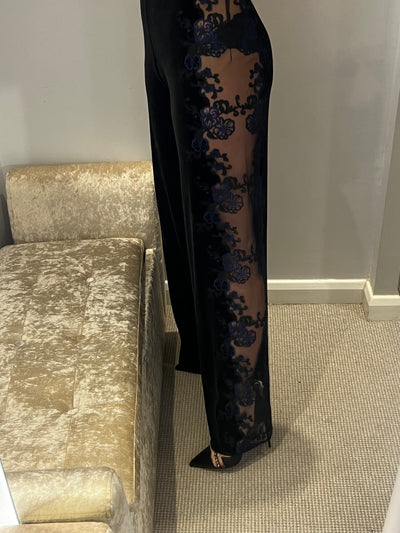 Myla velvet jumpsuit with lace panel down the leg size Uk 8