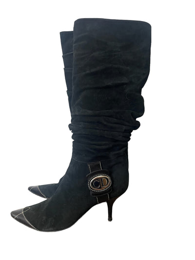 Christian Dior black suede boots size 38