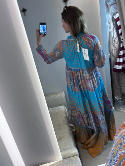 Brand new EYWASOULS MALIBU Tiered Dress Size M-L Geometric Print Ruffle Rtp £580