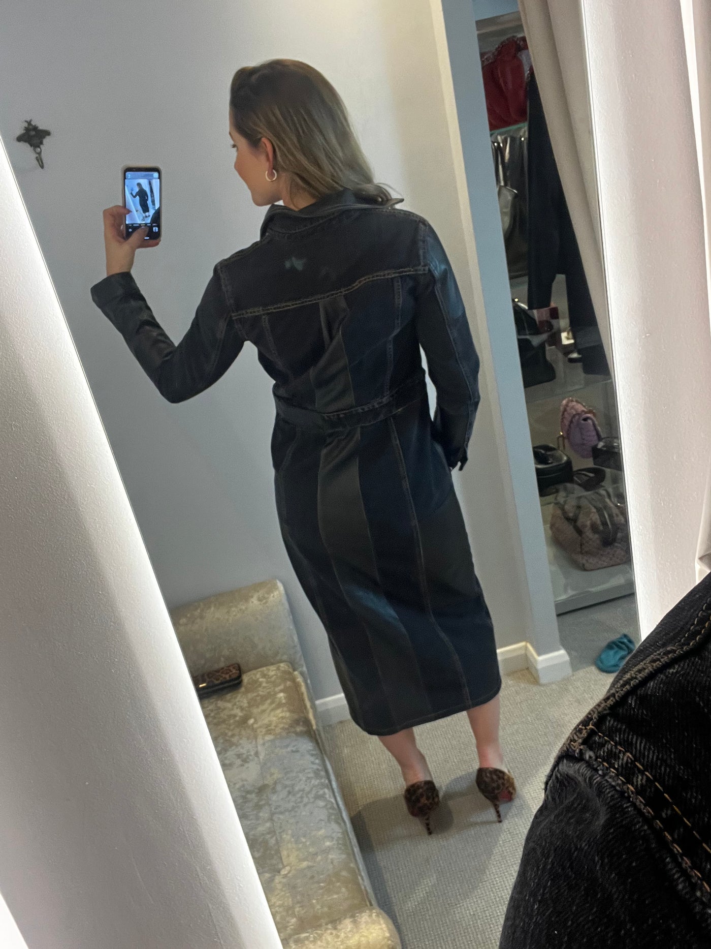 Alexandr McQueen denim and leather dress