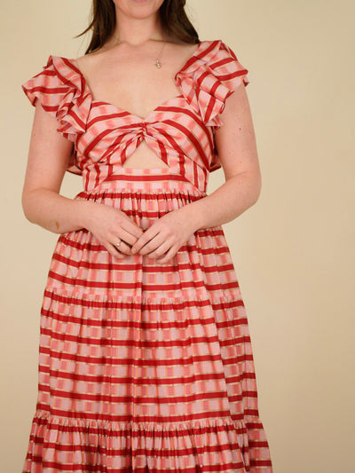 Diane Von Furstenberg pink and red stripped dress UK 10 -12