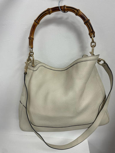 Vintage Gucci white tote bag with bamboo handle