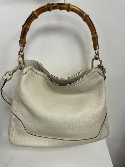 Vintage Gucci white tote bag with bamboo handle