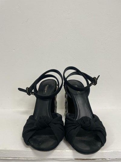 DOLCE & GABBANA Knotted embellished crepe sandals size 39 RTP£1025