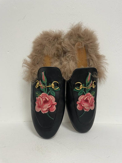 Gucci prince town fur trim loafers size 39