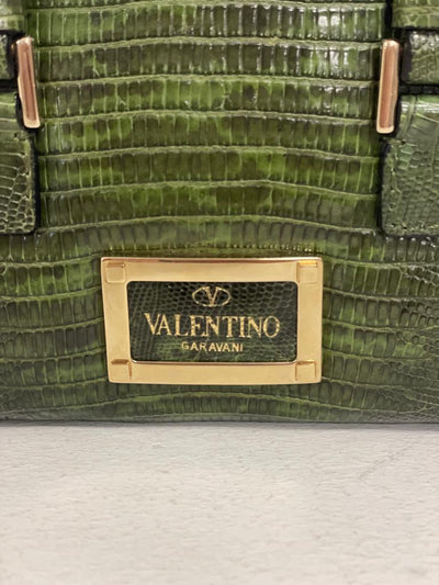 Valentino Lizard Skin rock stud handbag green