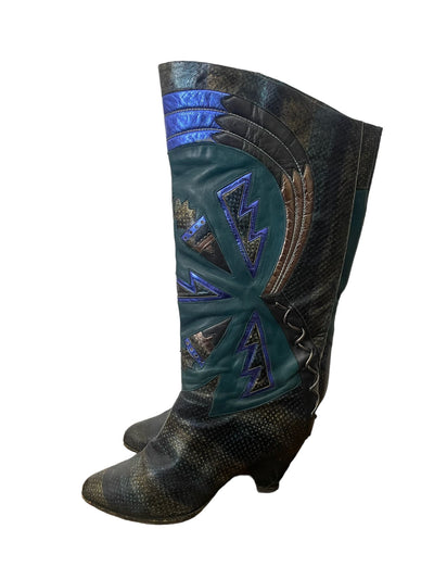 Vintage Blue cowboy boots size 36.5