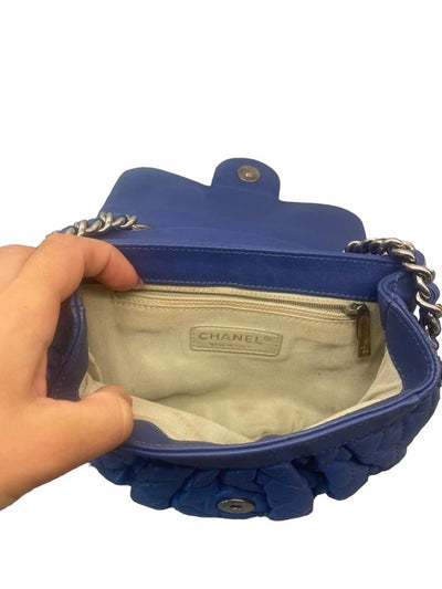 Chanel blue mini round chain handbag
