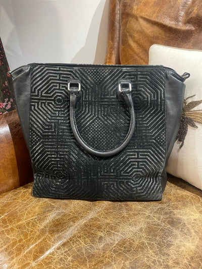 Versus velvet and leather black and grey handbag