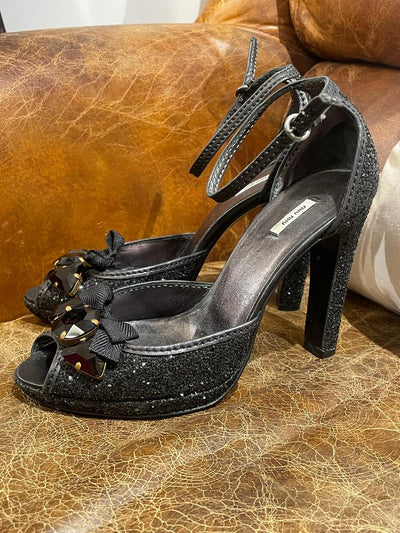 MIU MIU black sparkle heels size 37