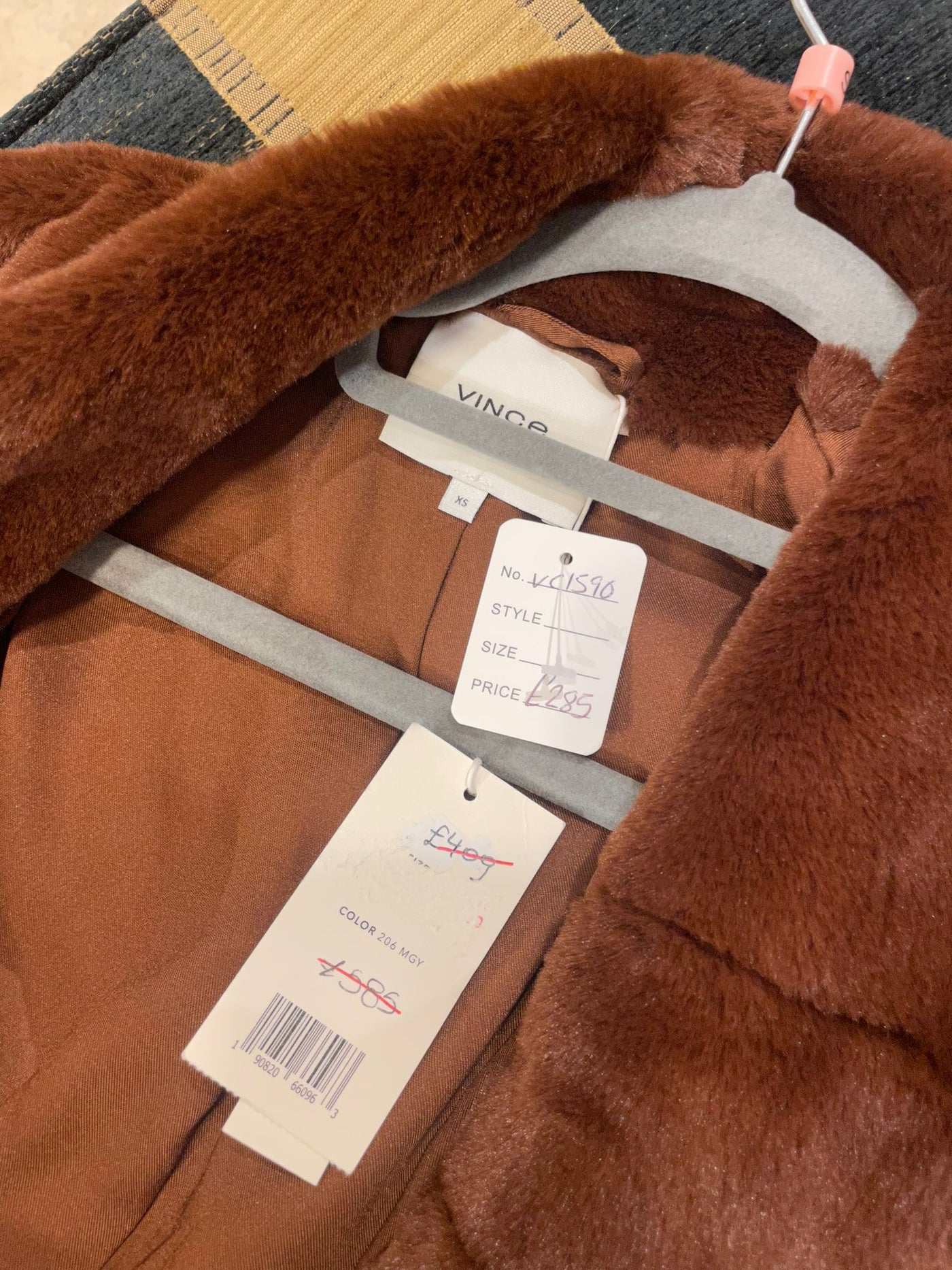 Brand new Vince faux fur brown coat size XS RTP £585