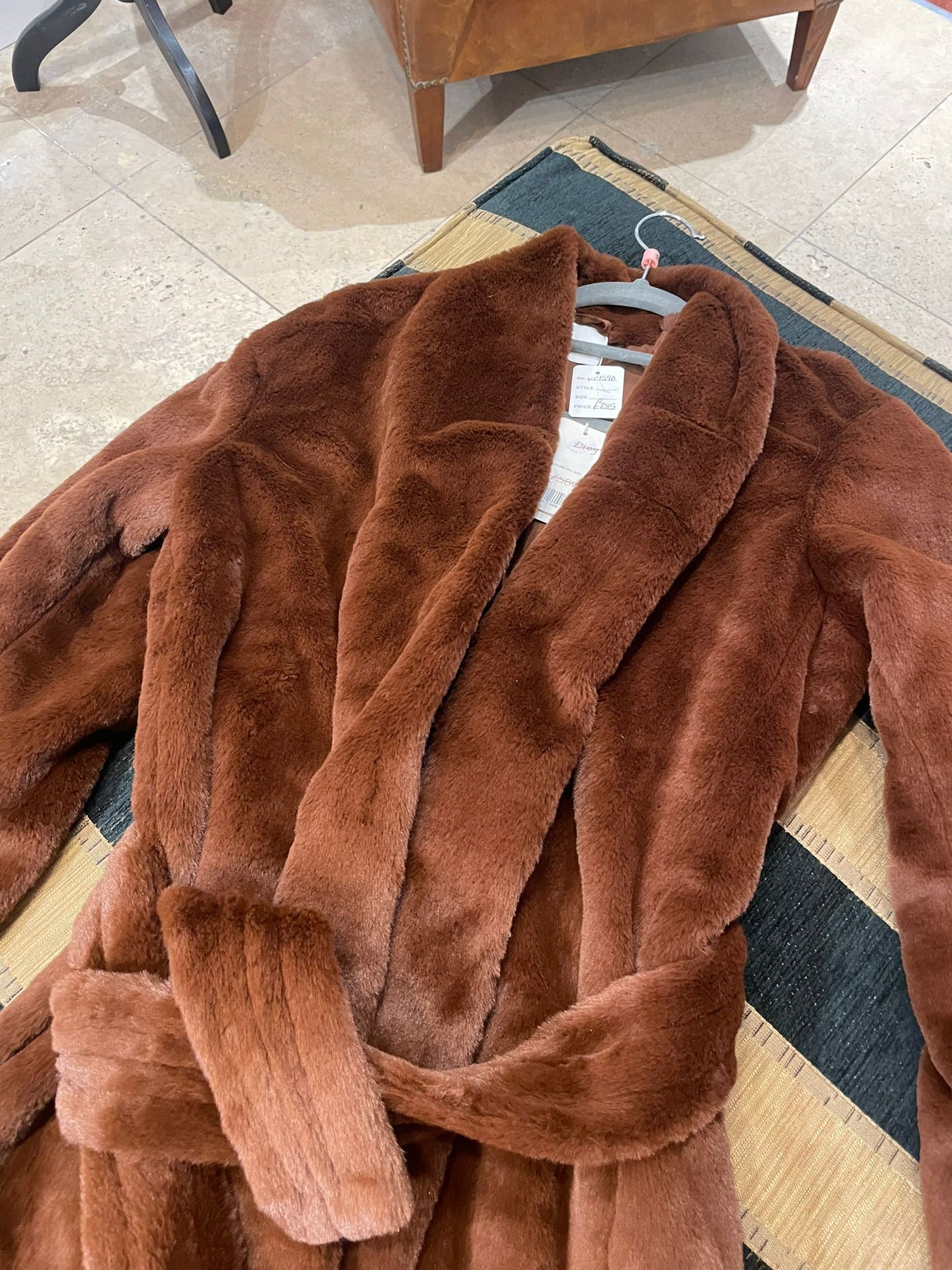 Brand new Vince faux fur brown coat size XS RTP £585