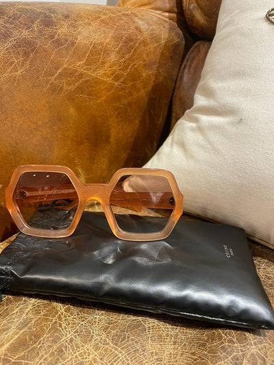 Céline Celine Octagon Polarized Sunglasses in Peach Acetate