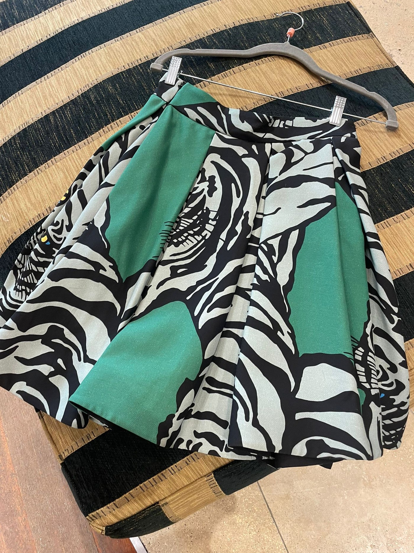 Valentino 1967 green tiger print skirt