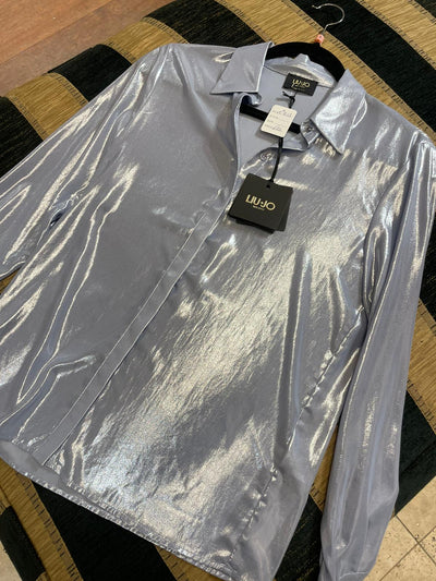 Brand New LIU.JO silver/blue shimmer blouse size uk 8