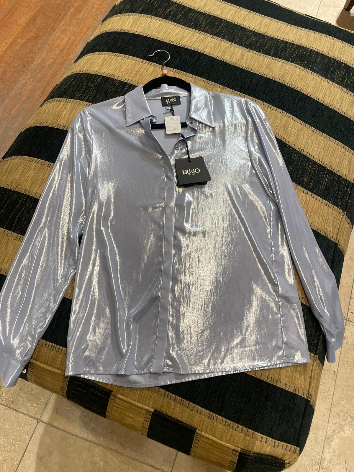 Brand New LIU.JO silver/blue shimmer blouse size uk 8