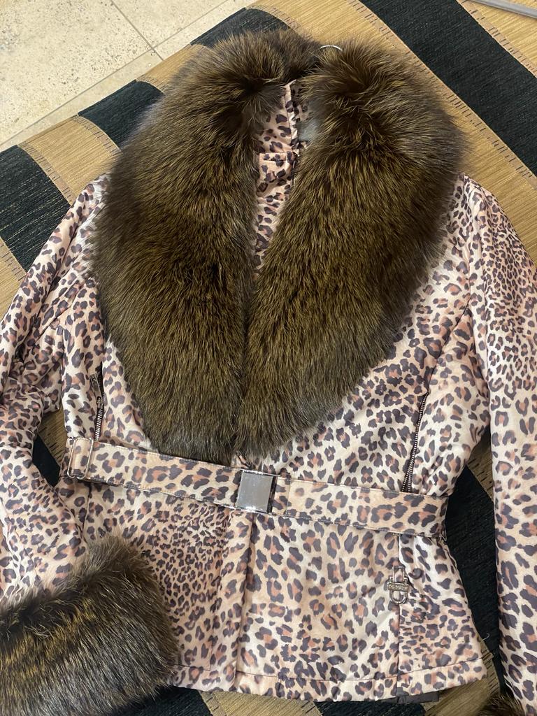 M.Miller leopard print jacket with fox fur collar