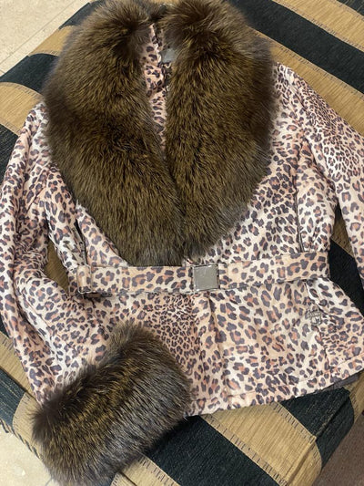 M.Miller leopard print jacket with fox fur collar