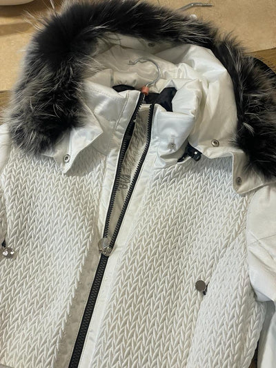 Sportalm white winter coat with fur collar size 8-10