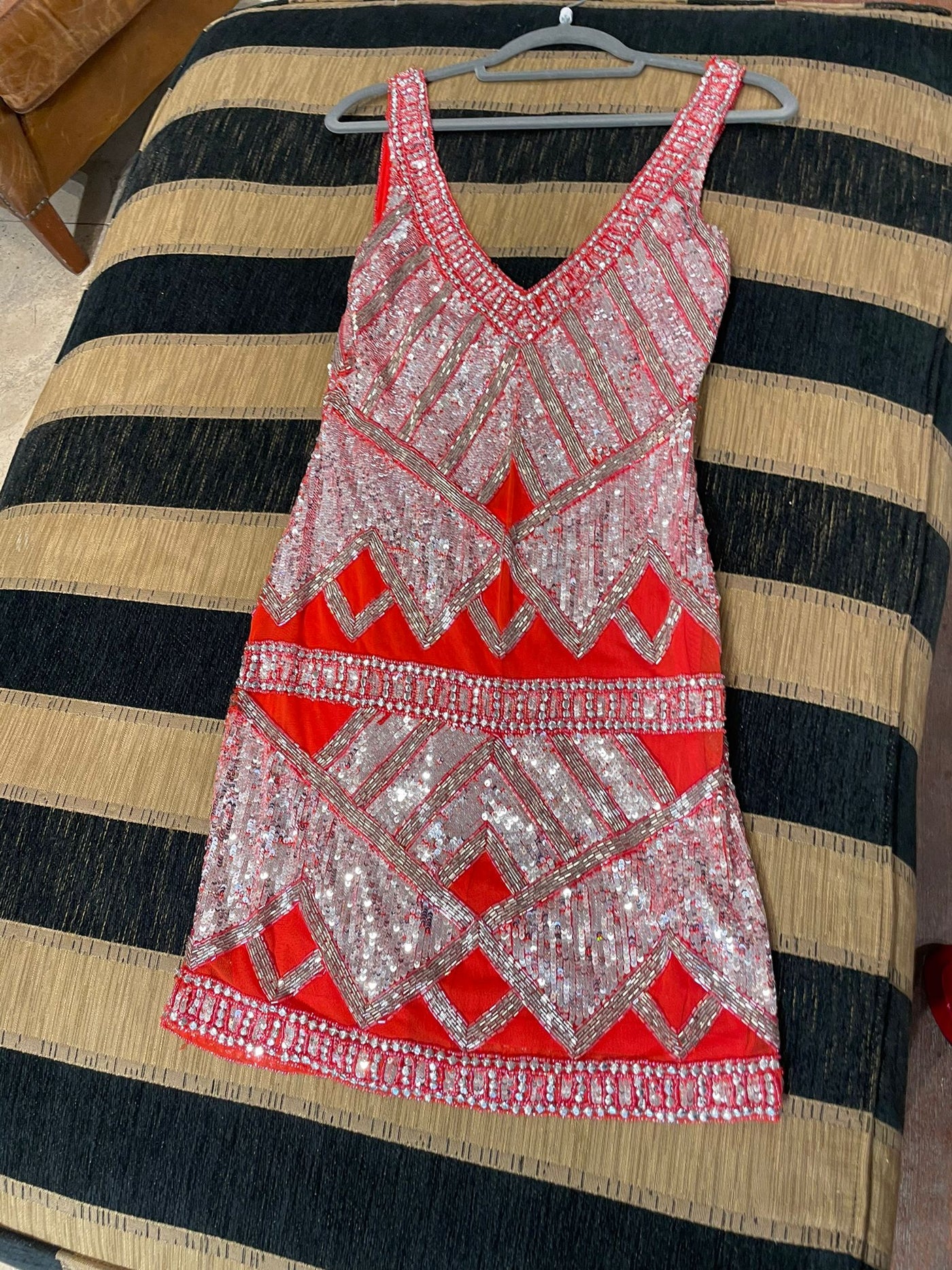 Diamond of Eden red, silver sequin dress SIZE 8-10