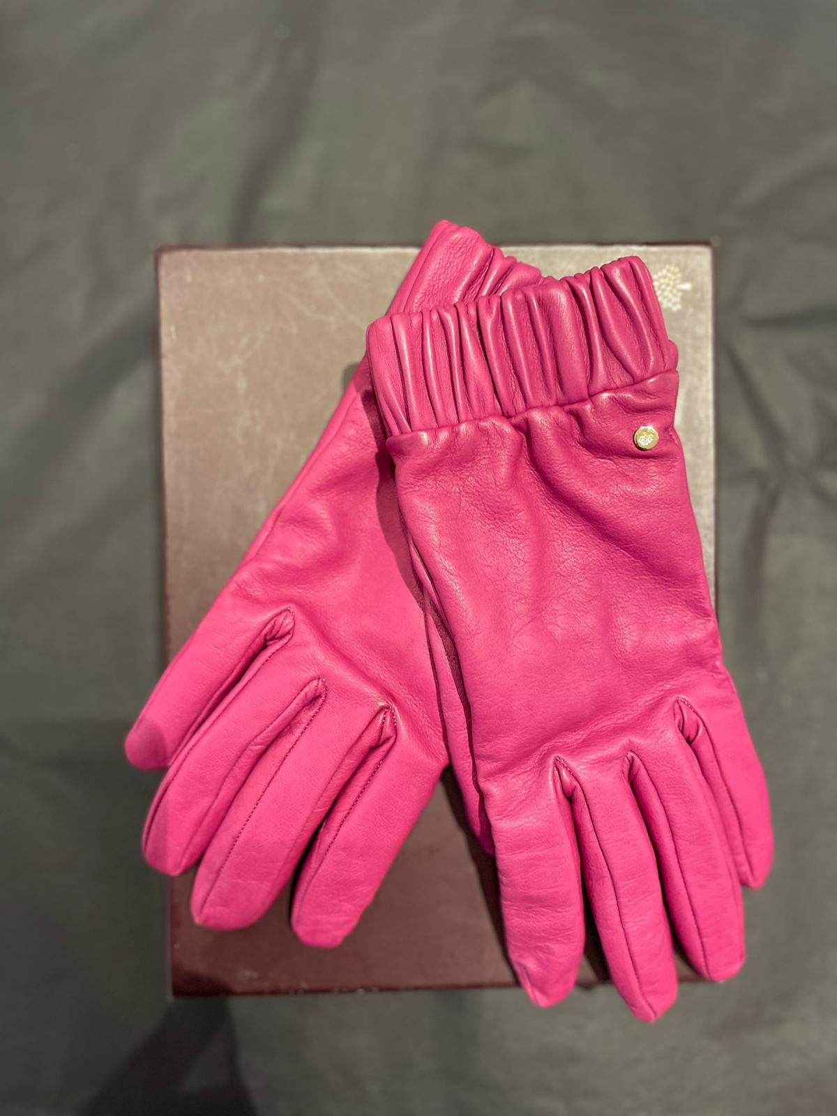 Mulberry leather gloves with cashmere lining size s