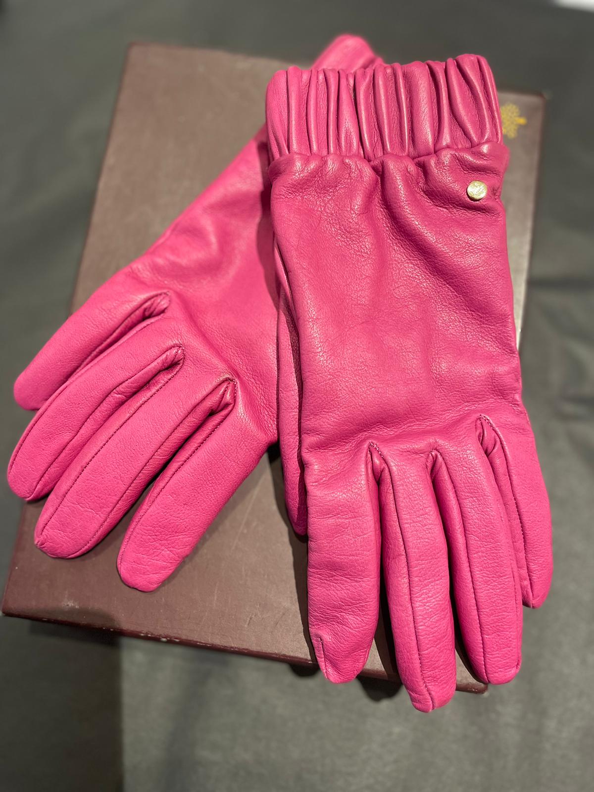 Mulberry leather gloves with cashmere lining size s
