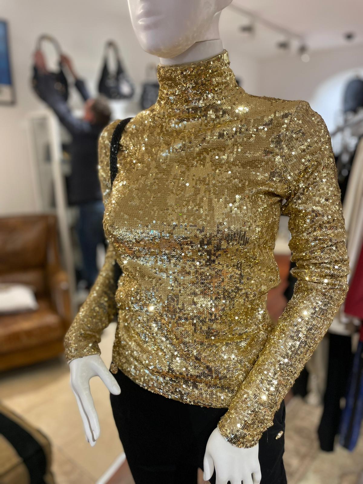 Brand new Ralph Lauren gold sequin polo top size S