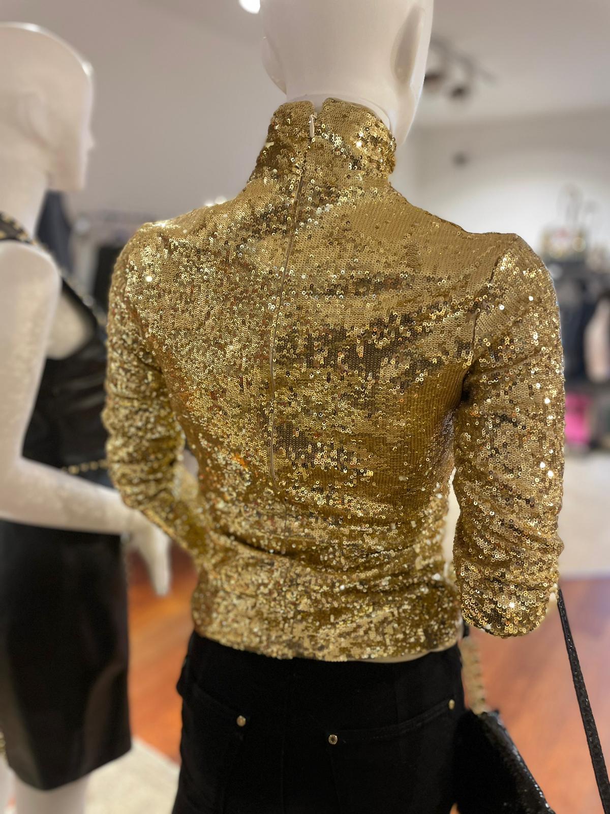 Brand new Ralph Lauren gold sequin polo top size S