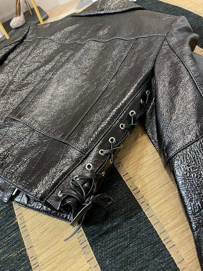 The Kooples black leather biker jacket size 2 RTP £ 695