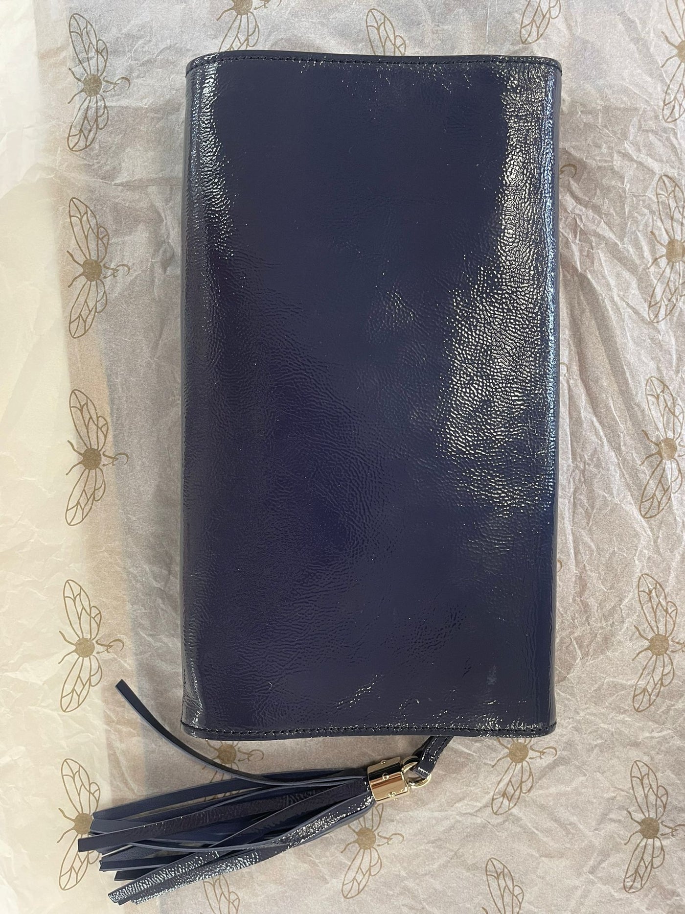 Gucci Navy blue patent leather soho clutch