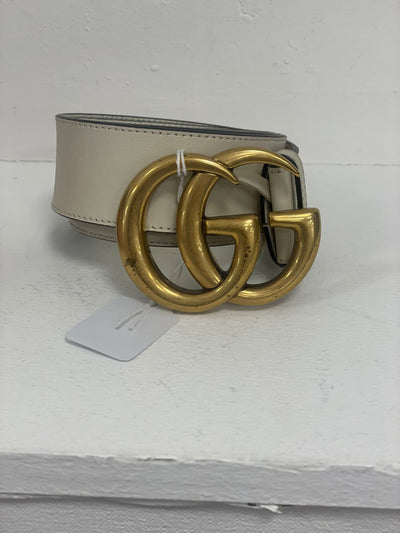 Gucci GG logo belt cream