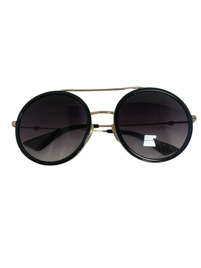 GUCCI GG0061S round sunglasses black with gold hardware