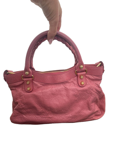 Balenciaga pink lambskin town bag