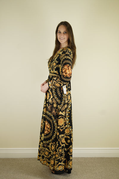 New collection wrap black and gold dress size S/M