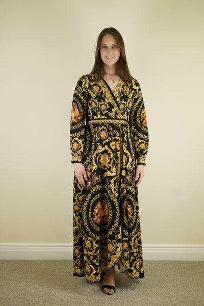 New collection wrap black and gold dress size S/M