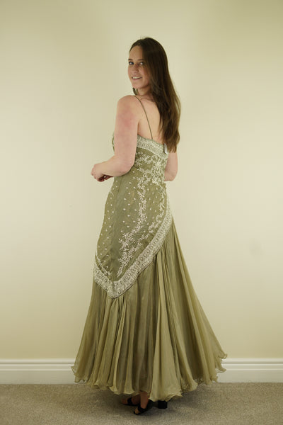 Eavis and Brown, evening gown brown with shimmer and beading