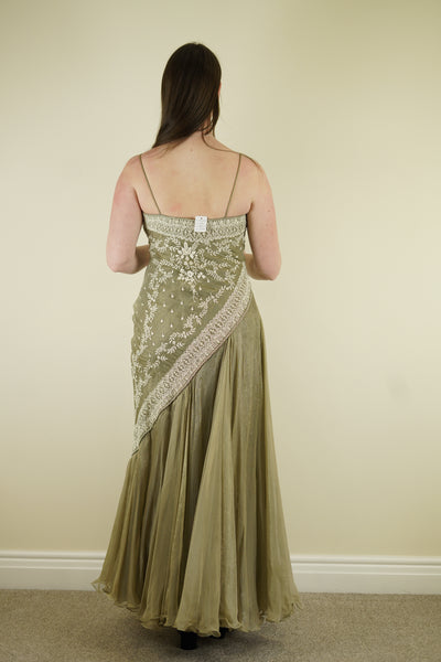Eavis and Brown, evening gown brown with shimmer and beading