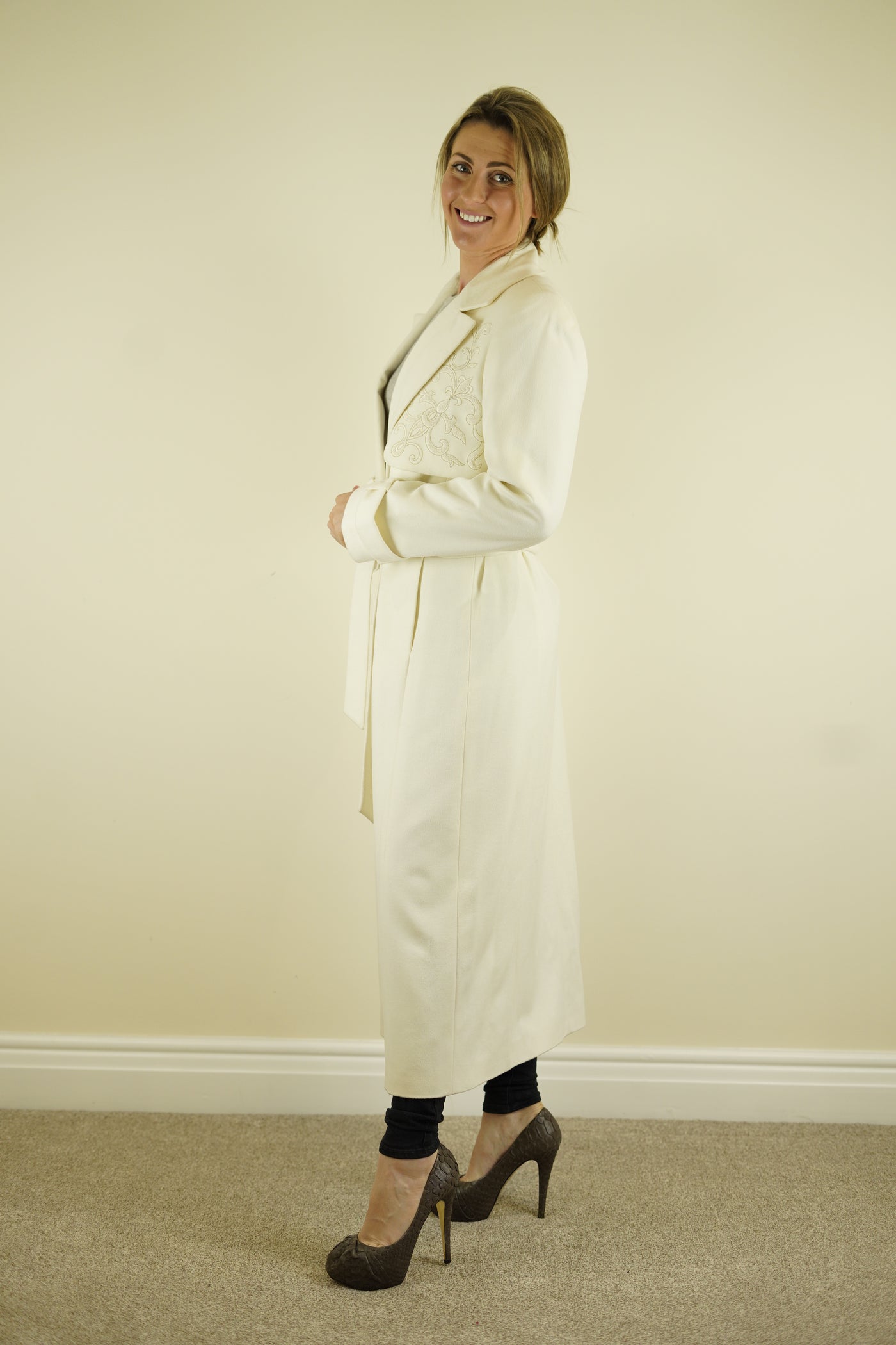 Cream Escada long wool coat size 36