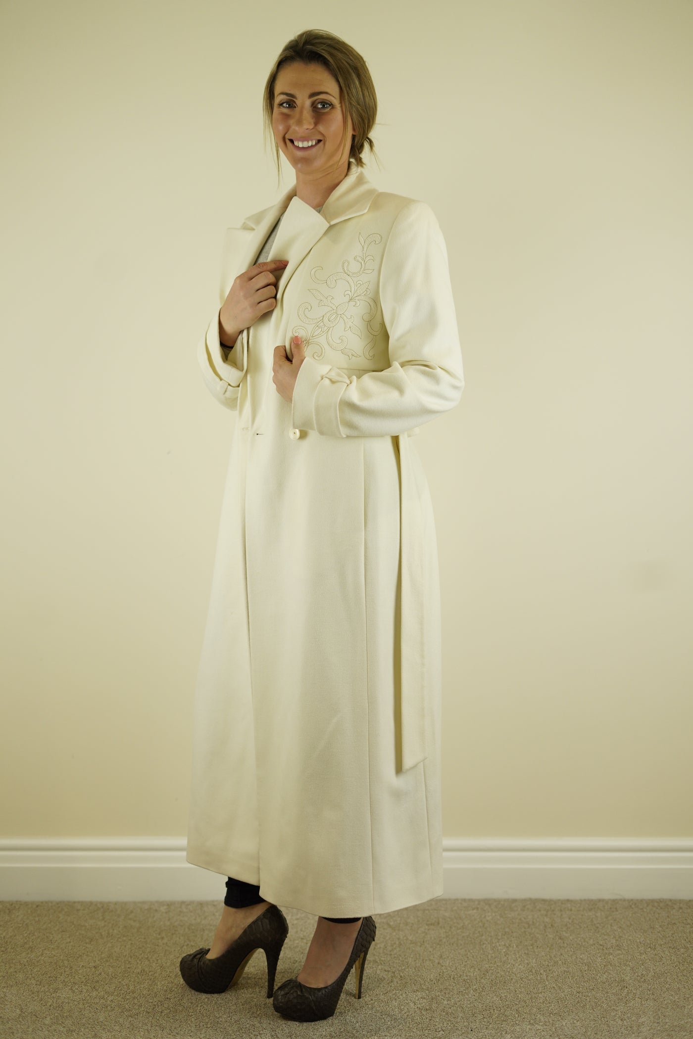 Cream Escada long wool coat size 36