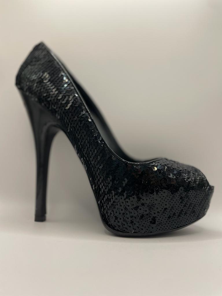 Louis Vuitton black sequin platform heels size 38