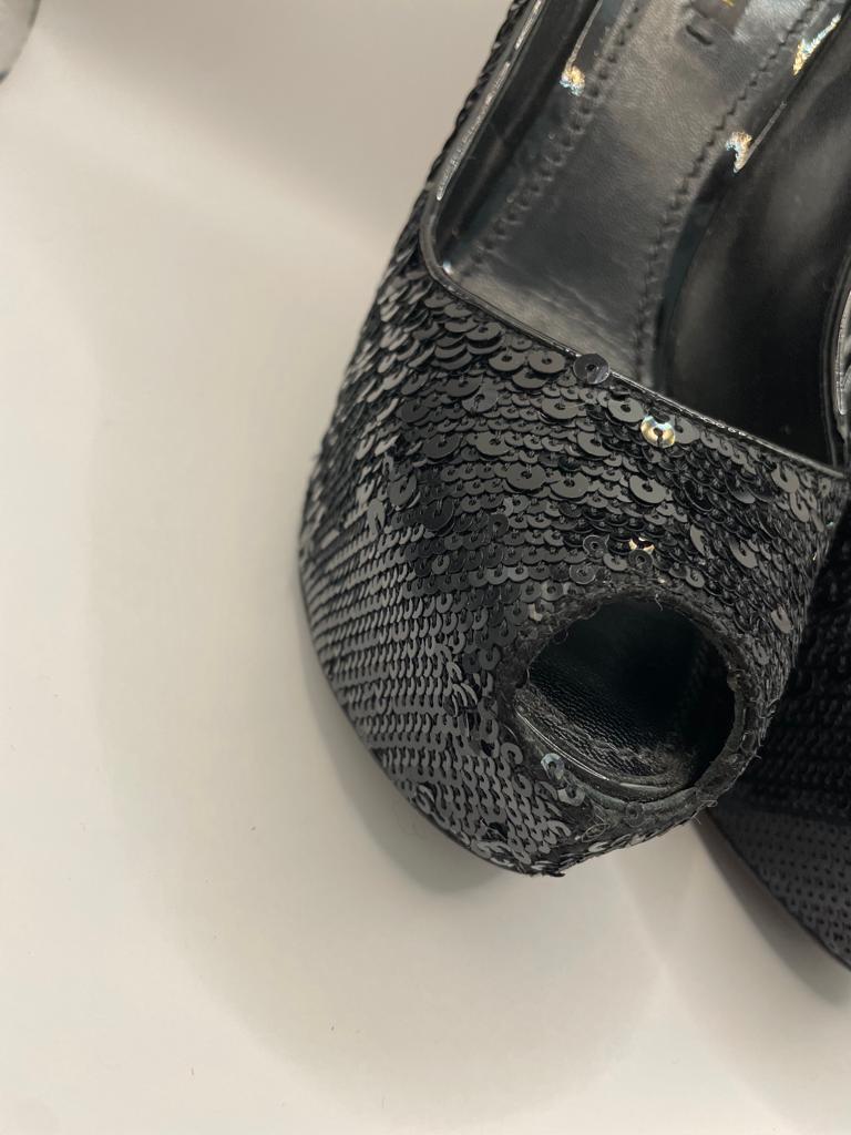 Louis Vuitton black sequin platform heels size 38